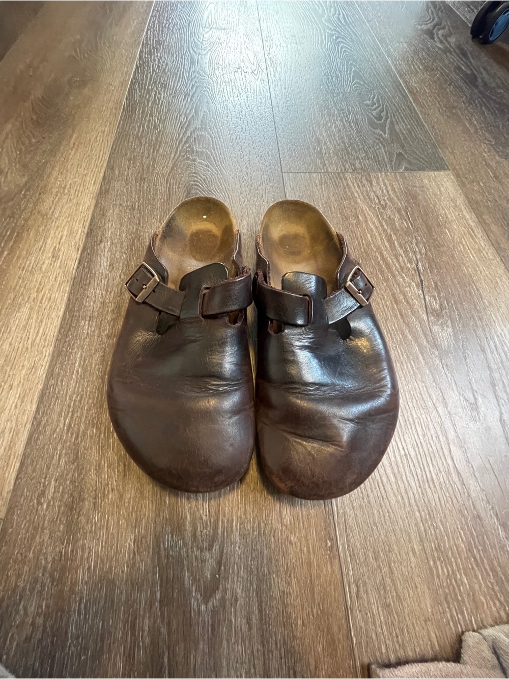 Birkenstock Boston Brown Oiled Leather Clogs with Adjustable Buckle 8/39